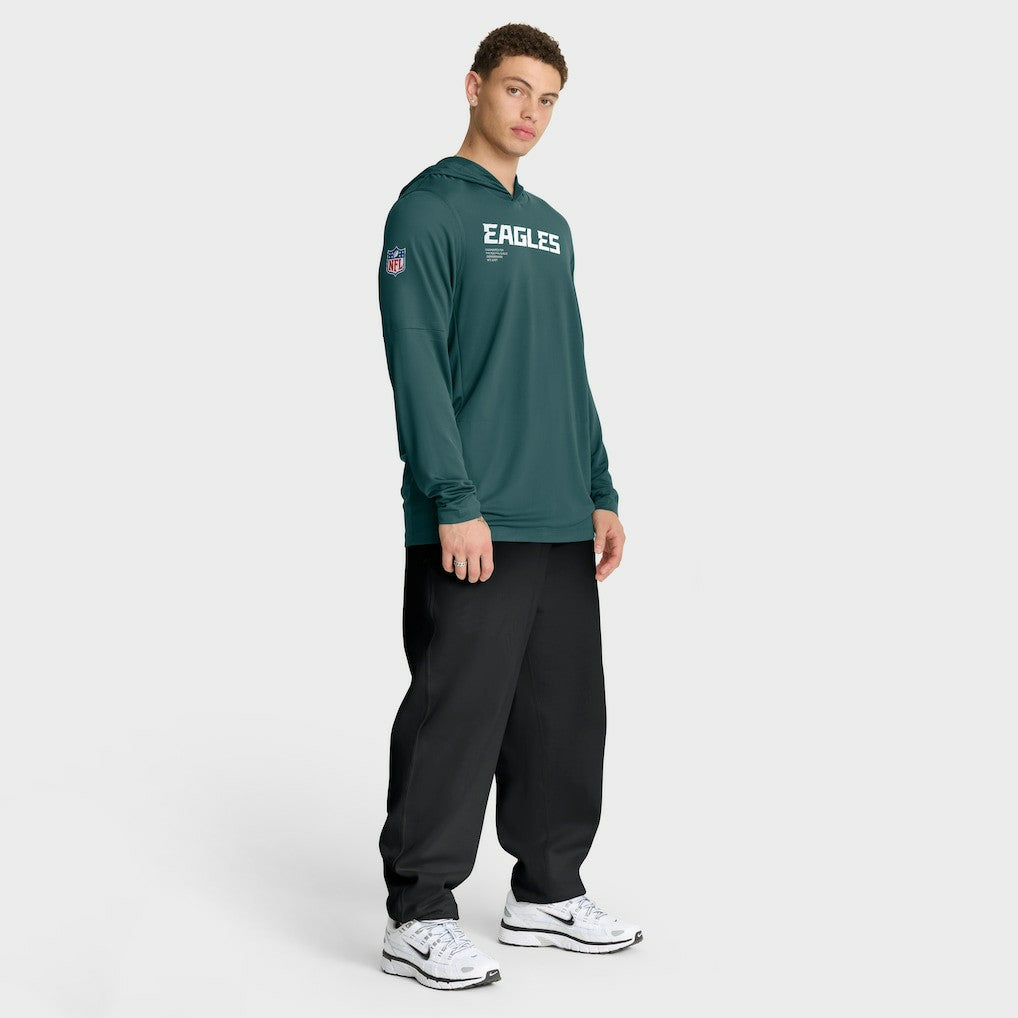 Philadelphia Eagles Sideline Pure Fury Performance Long Sleeve Hoodie T-Shirt Green