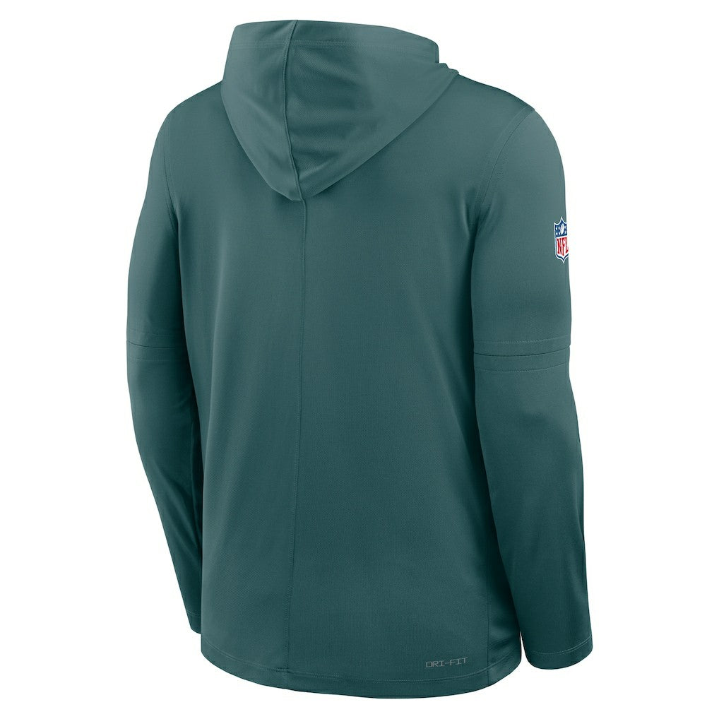 Philadelphia Eagles Sideline Pure Fury Performance Long Sleeve Hoodie T-Shirt Green