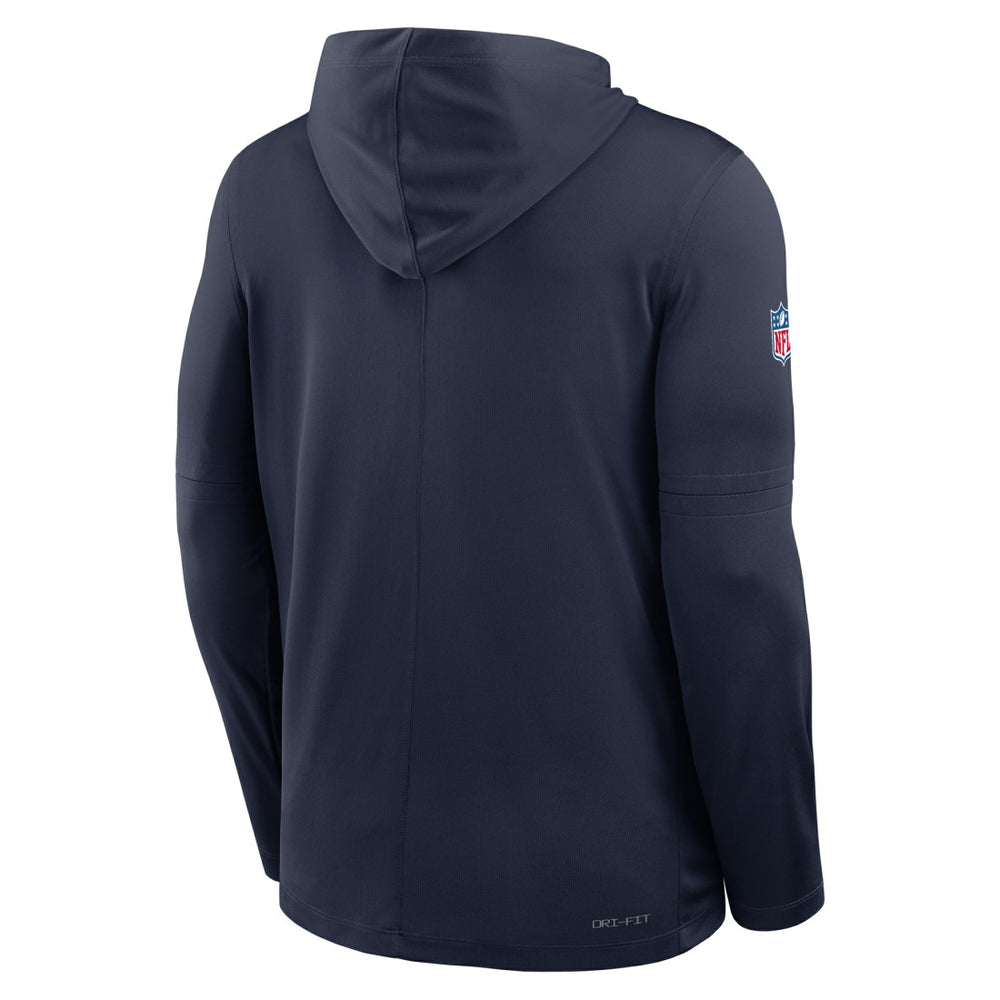 Denver Broncos Sideline Pure Fury Performance Long Sleeve Hoodie T-Shirt Navy