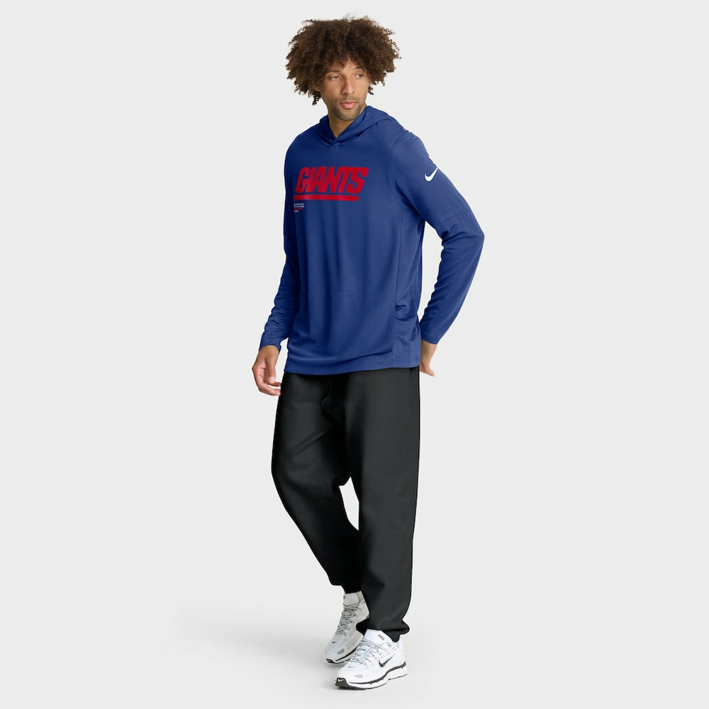 New York Giants Sideline Pure Fury Performance Long Sleeve Hoodie T-Shirt Royal