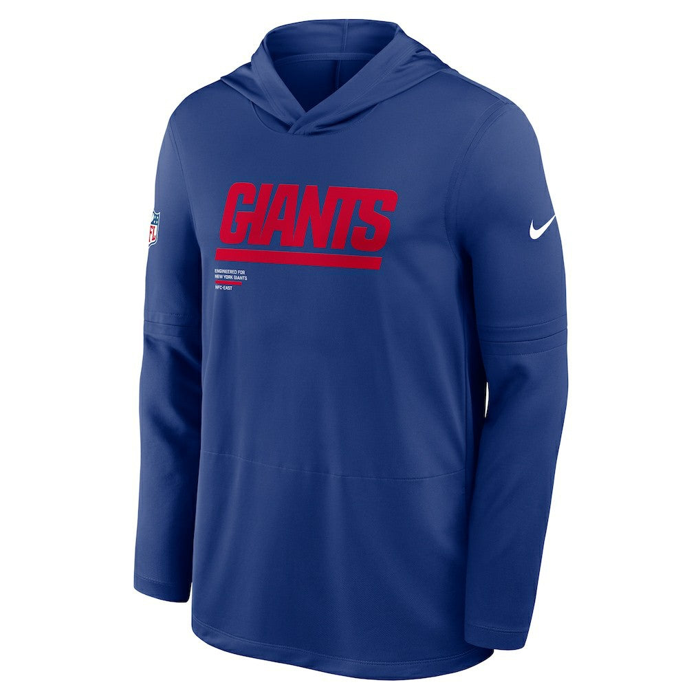 New York Giants Sideline Pure Fury Performance Long Sleeve Hoodie T-Shirt Royal
