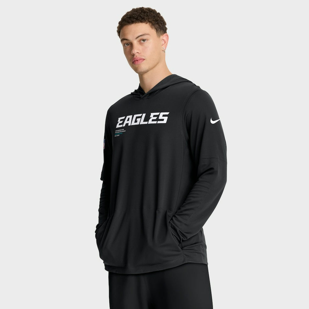 Philadelphia Eagles Sideline Pure Fury Performance Long Sleeve Hoodie T-Shirt Black