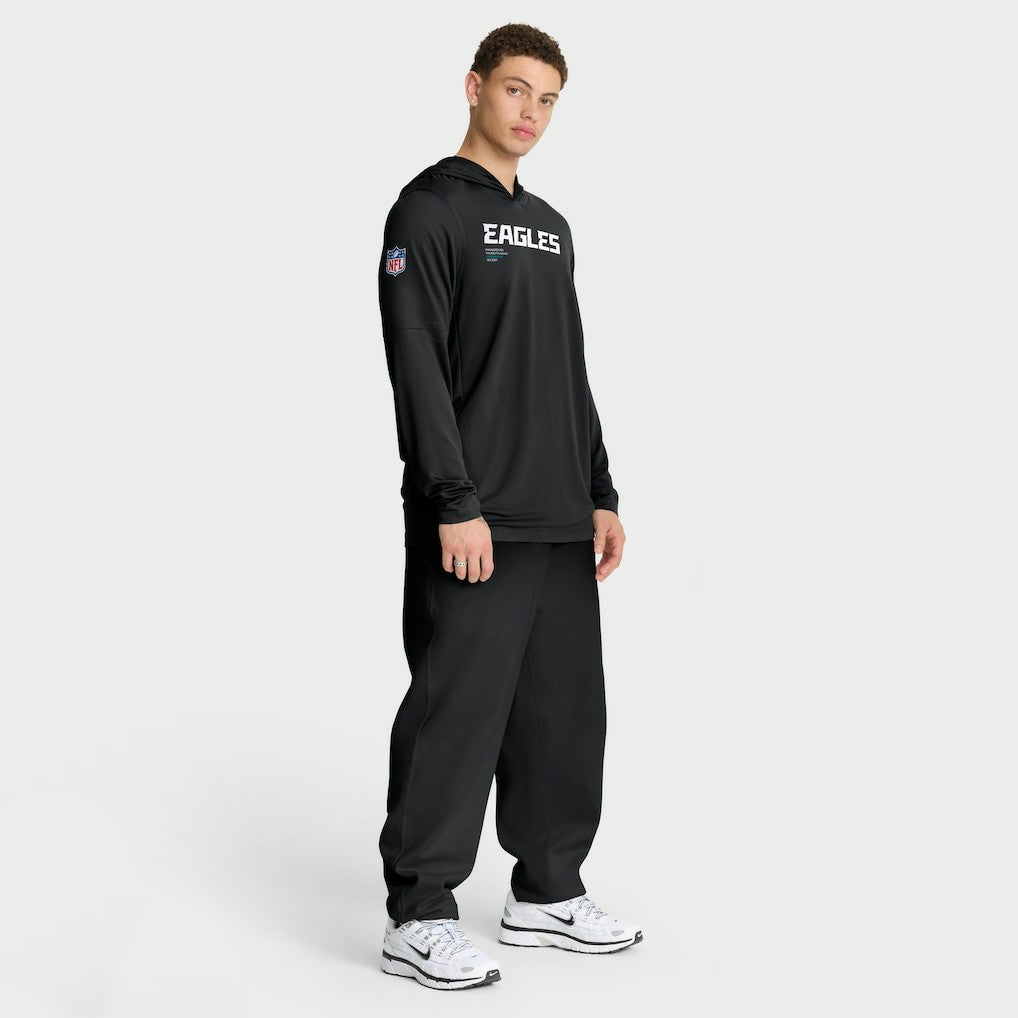 Philadelphia Eagles Sideline Pure Fury Performance Long Sleeve Hoodie T-Shirt Black