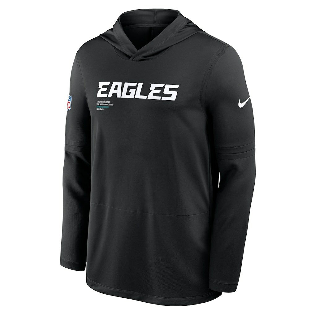 Philadelphia Eagles Sideline Pure Fury Performance Long Sleeve Hoodie T-Shirt Black
