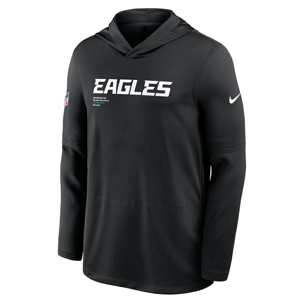 Philadelphia Eagles Sideline Pure Fury Performance Long Sleeve Hoodie T-Shirt Black
