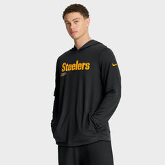 Pittsburgh Steelers Sideline Pure Fury Performance Long Sleeve Hoodie T-Shirt Black