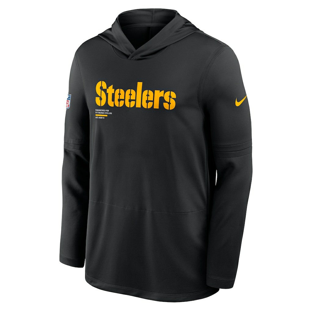 Pittsburgh Steelers Sideline Pure Fury Performance Long Sleeve Hoodie T-Shirt Black