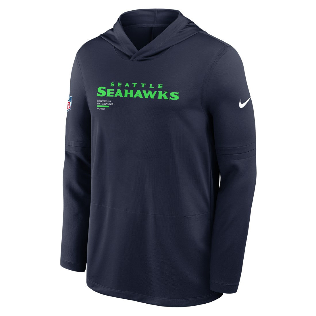 Seattle Seahawks Sideline Pure Fury Performance Long Sleeve Hoodie T-Shirt College Navy