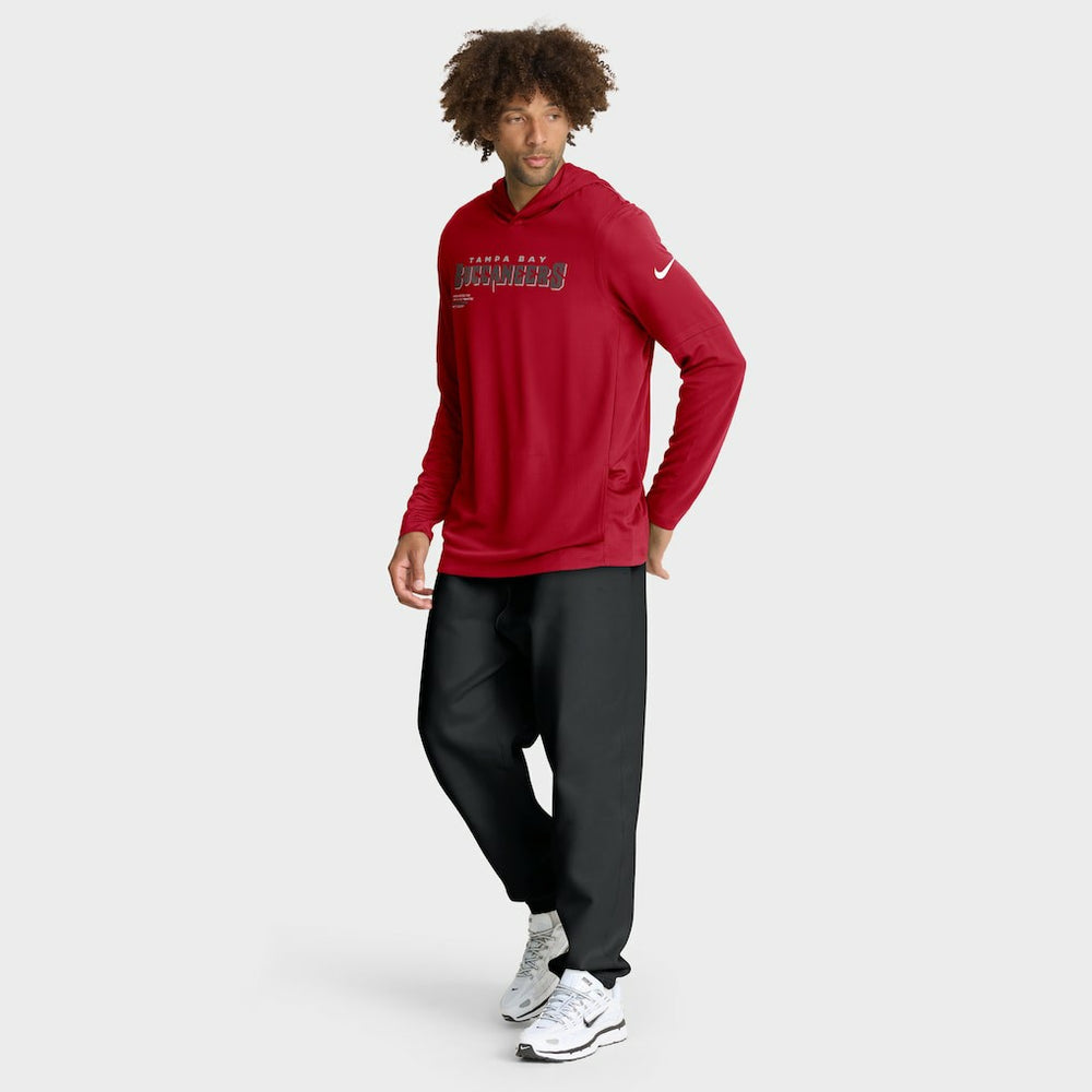 Tampa Bay Buccaneers Sideline Pure Fury Performance Long Sleeve Hoodie T-Shirt Red