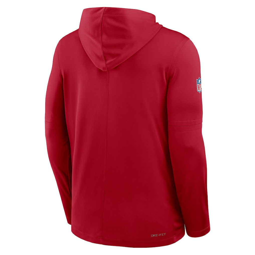 Tampa Bay Buccaneers Sideline Pure Fury Performance Long Sleeve Hoodie T-Shirt Red