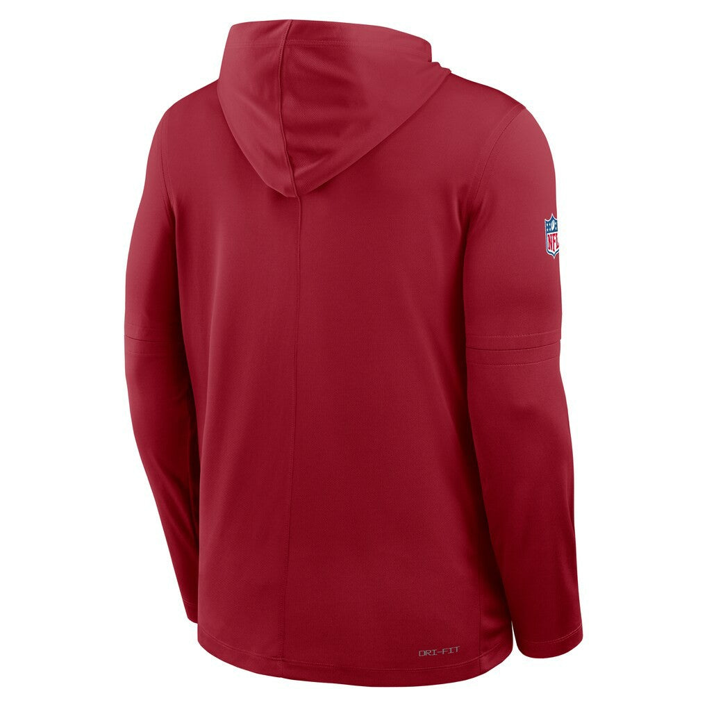 Arizona Cardinals Sideline Pure Fury Performance Long Sleeve Hoodie T-Shirt Cardinal