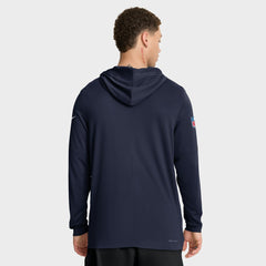 Tennessee Titans Sideline Pure Fury Performance Long Sleeve Hoodie T-Shirt Navy