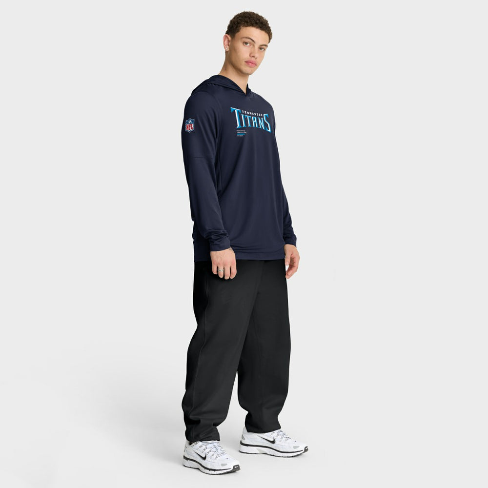 Tennessee Titans Sideline Pure Fury Performance Long Sleeve Hoodie T-Shirt Navy