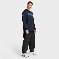 Tennessee Titans Sideline Pure Fury Performance Long Sleeve Hoodie T-Shirt Navy