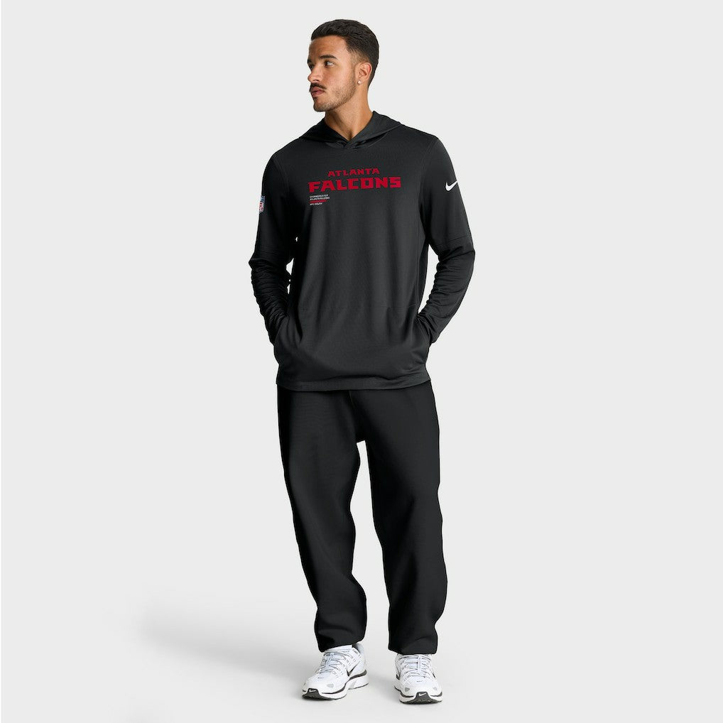 Atlanta Falcons Sideline Pure Fury Performance Long Sleeve Hoodie T-Shirt Black