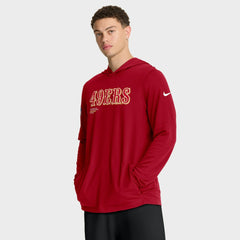 San Francisco 49ers Sideline Pure Fury Performance Long Sleeve Hoodie T-Shirt Scarlet