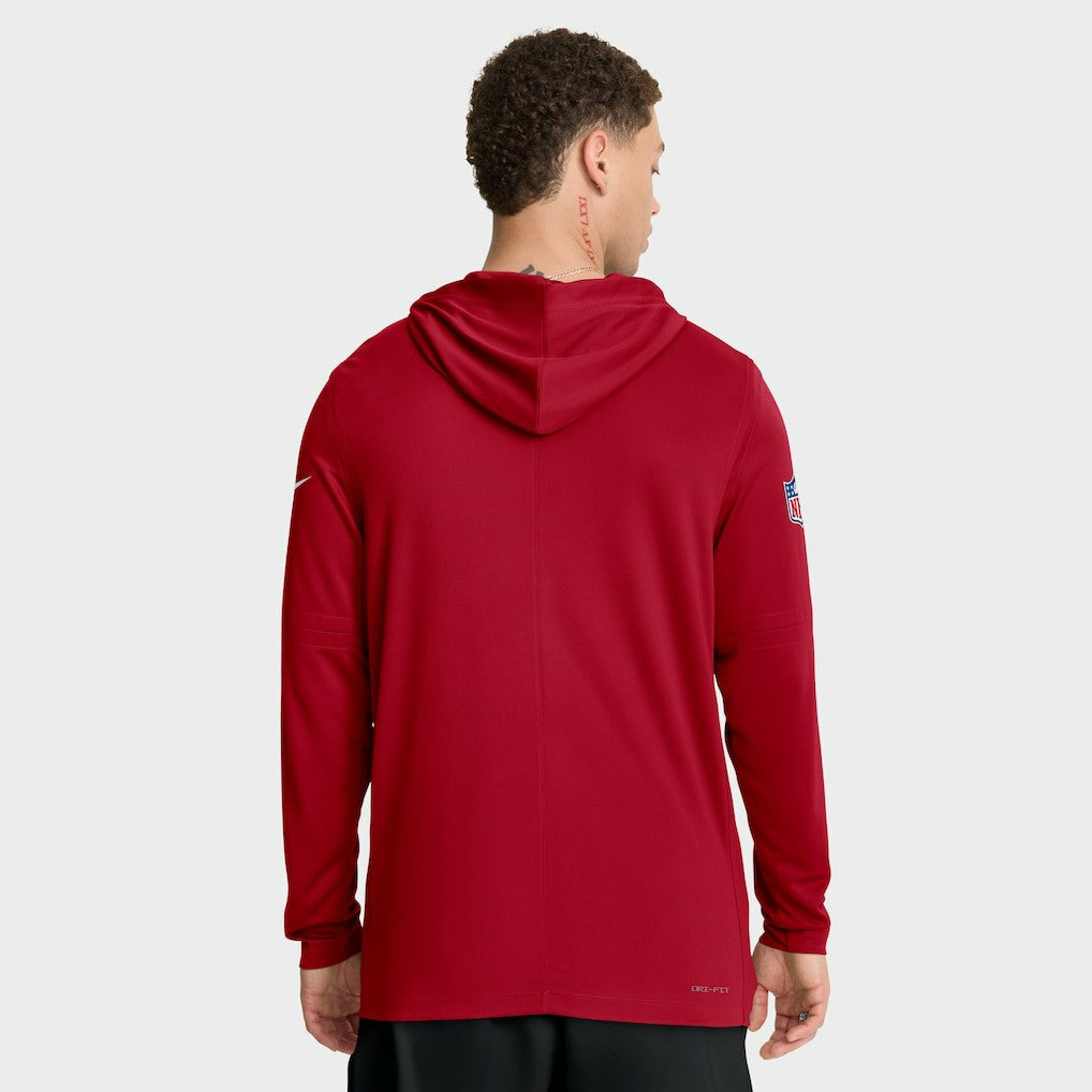 San Francisco 49ers Sideline Pure Fury Performance Long Sleeve Hoodie T-Shirt Scarlet