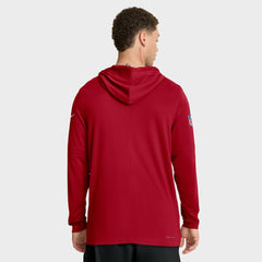 San Francisco 49ers Sideline Pure Fury Performance Long Sleeve Hoodie T-Shirt Scarlet
