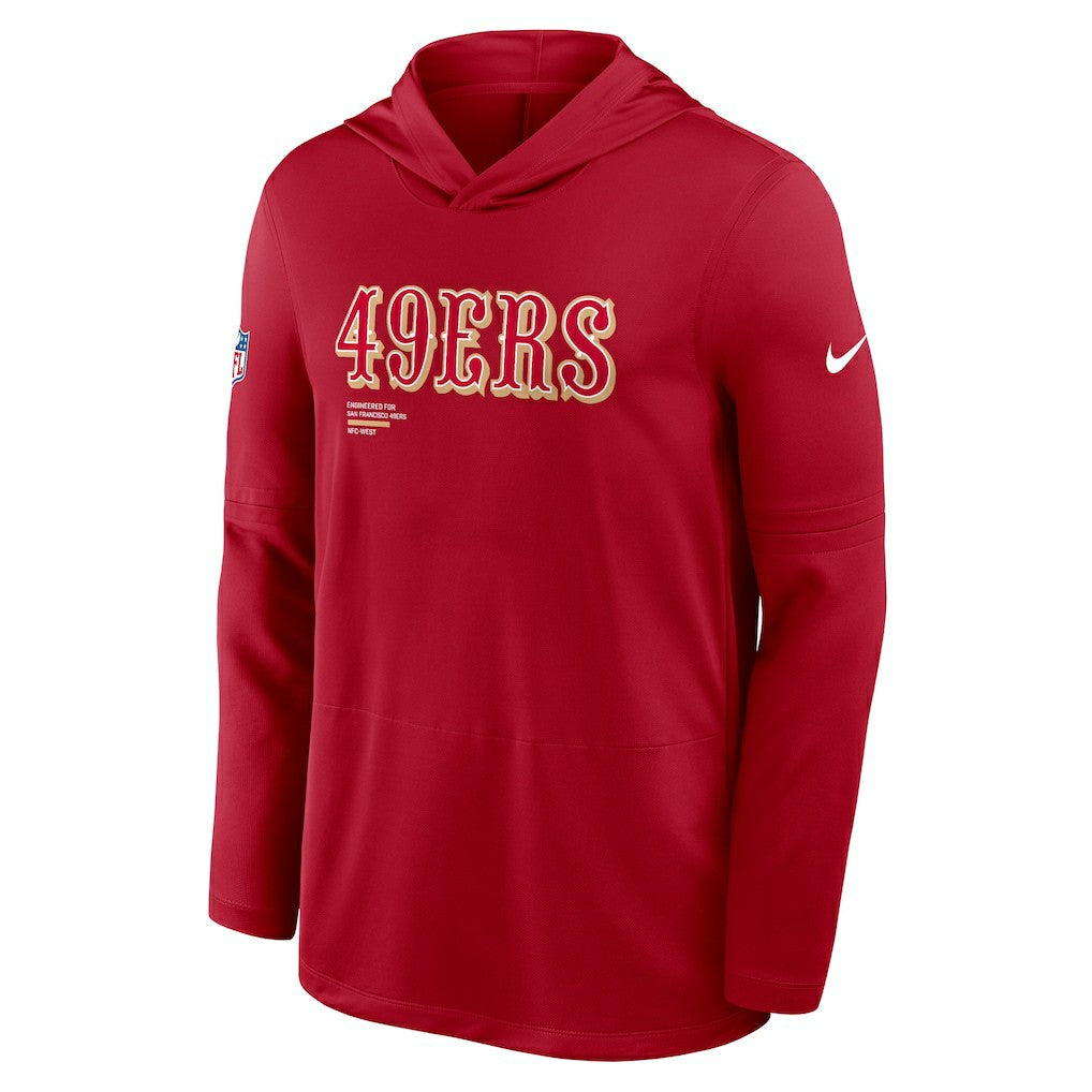 San Francisco 49ers Sideline Pure Fury Performance Long Sleeve Hoodie T-Shirt Scarlet