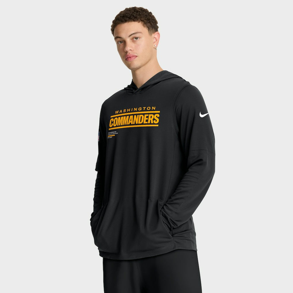 Washington Commanders Sideline Pure Fury Performance Long Sleeve Hoodie T-Shirt Black
