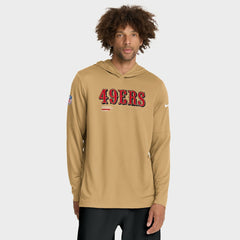 San Francisco 49ers Sideline Pure Fury Performance Long Sleeve Hoodie T-Shirt Gold
