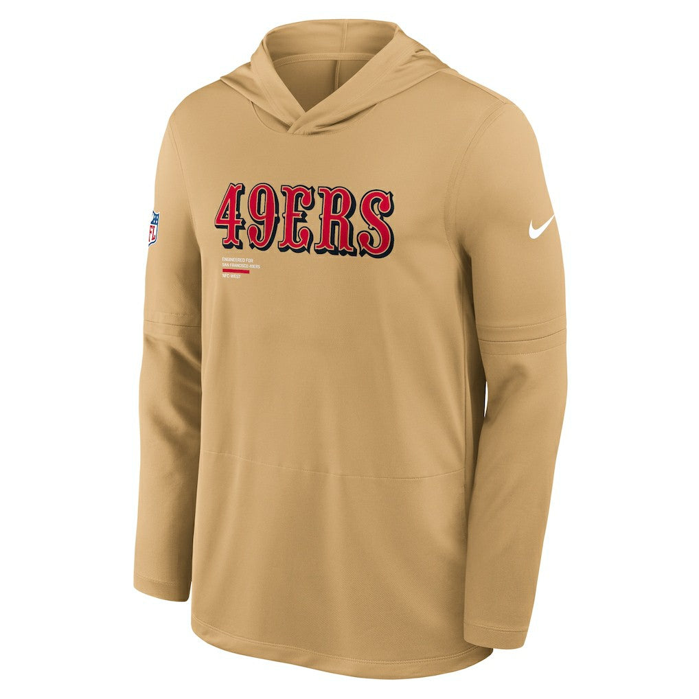 San Francisco 49ers Sideline Pure Fury Performance Long Sleeve Hoodie T-Shirt Gold