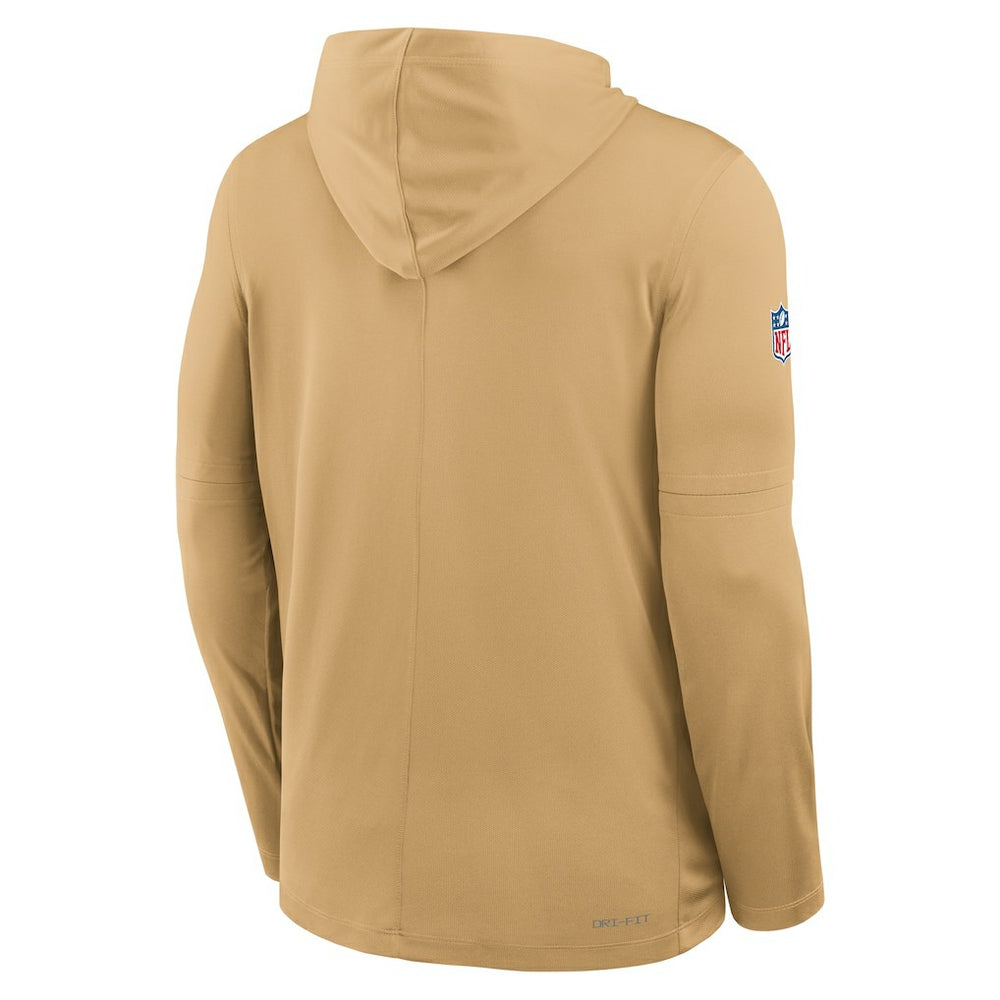 San Francisco 49ers Sideline Pure Fury Performance Long Sleeve Hoodie T-Shirt Gold