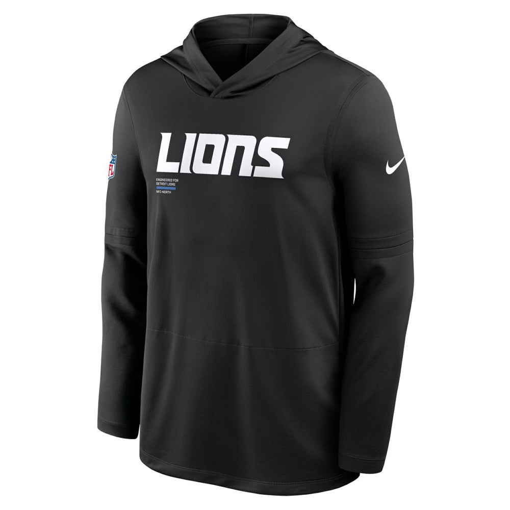 Detroit Lions Sideline Pure Fury Performance Long Sleeve Hoodie T-Shirt Black