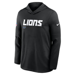 Detroit Lions Sideline Pure Fury Performance Long Sleeve Hoodie T-Shirt Black