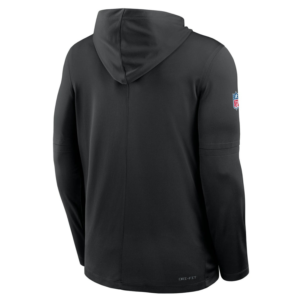 Detroit Lions Sideline Pure Fury Performance Long Sleeve Hoodie T-Shirt Black