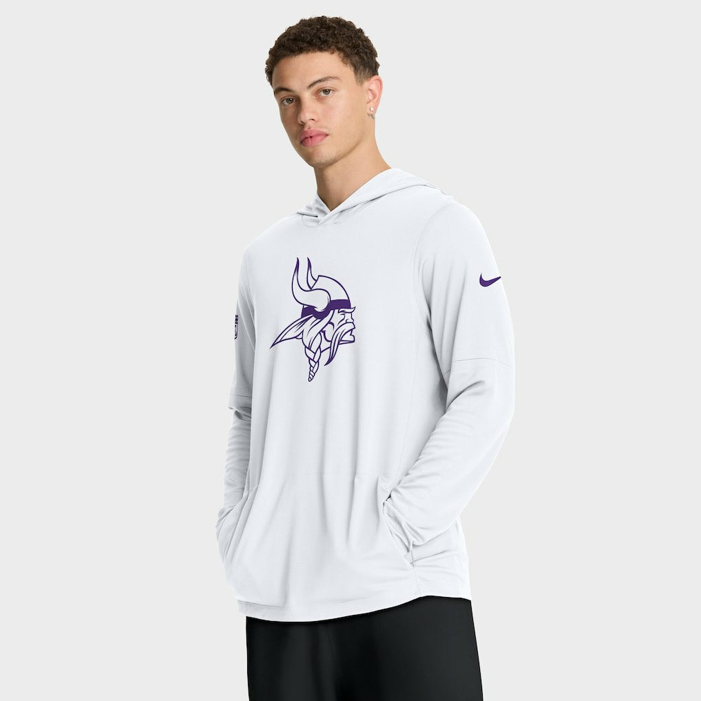 Minnesota Vikings Sideline Option Read Dri-FIT Long Sleeve Hoodie T-Shirt  White