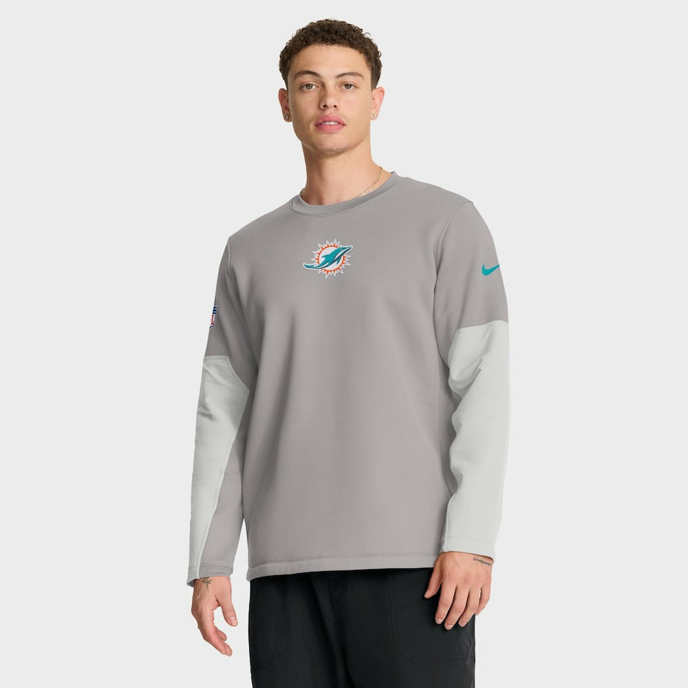 Miami Dolphins Sideline Coach Therma-FIT Long Sleeve T-Shirt Gray