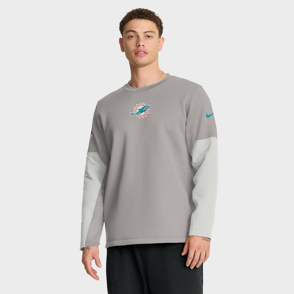 Miami Dolphins Sideline Coach Therma-FIT Long Sleeve T-Shirt Gray