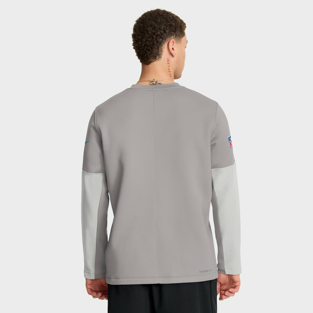 Miami Dolphins Sideline Coach Therma-FIT Long Sleeve T-Shirt Gray