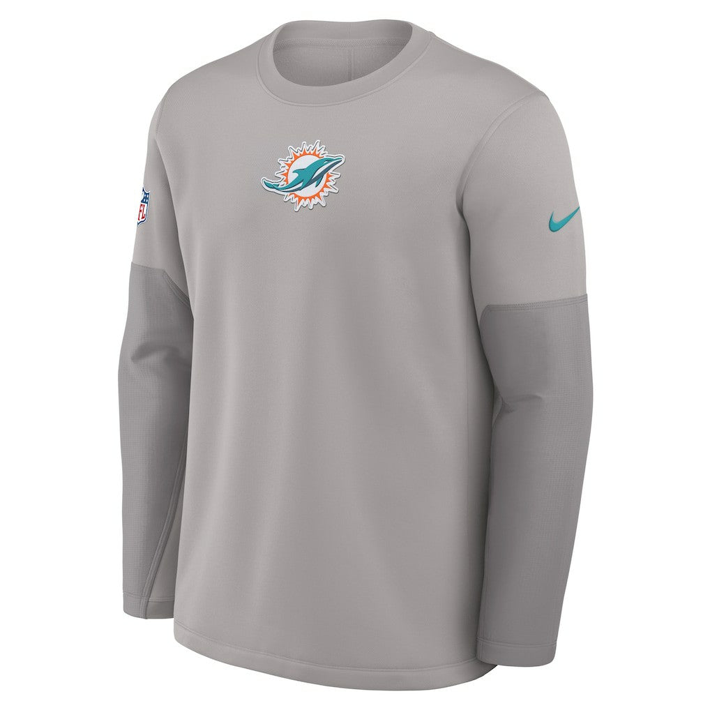 Miami Dolphins Sideline Coach Therma-FIT Long Sleeve T-Shirt Gray