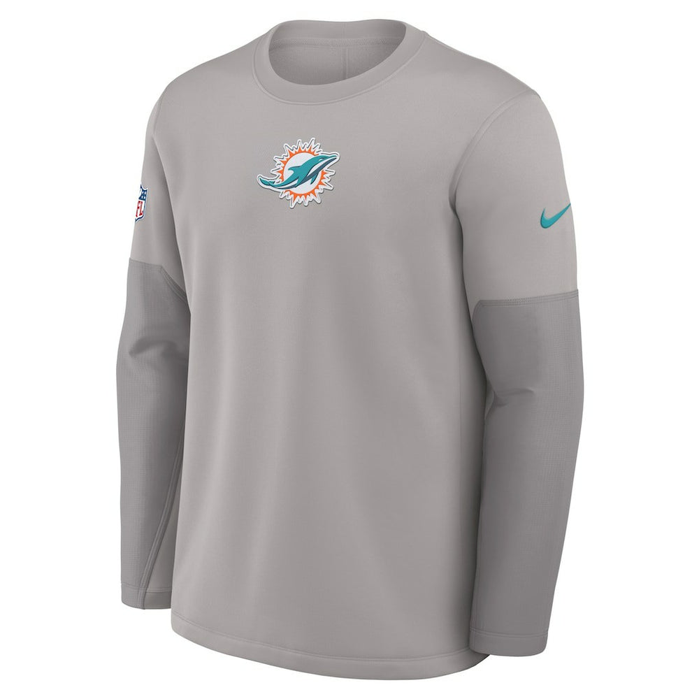Miami Dolphins Sideline Coach Therma-FIT Long Sleeve T-Shirt Gray