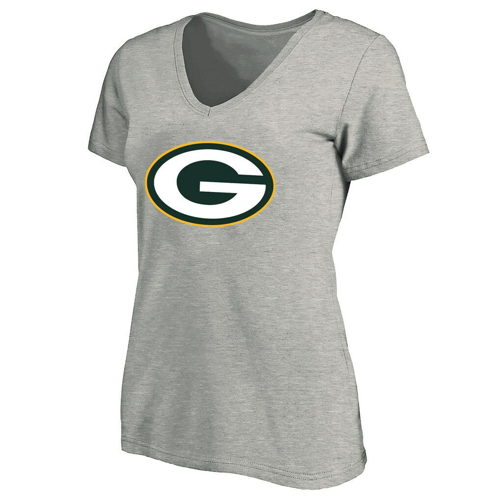 Green Bay Packers Women's Plus Size V-Neck T-Shirt Heather Gray