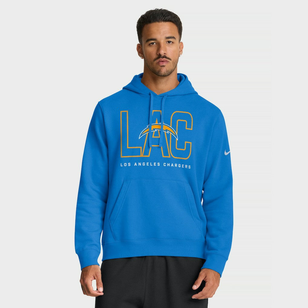 Los Angeles Chargers Busted Play Club Fleece Pullover Hoodie Powder Blue