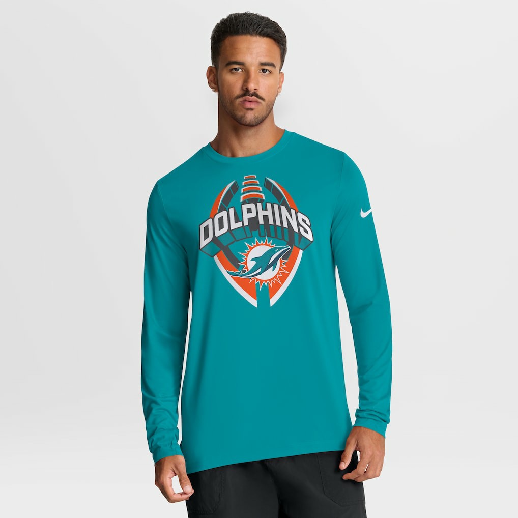 Miami Dolphins Primetime Legend Icon Performance Long Sleeve T-Shirt Aqua