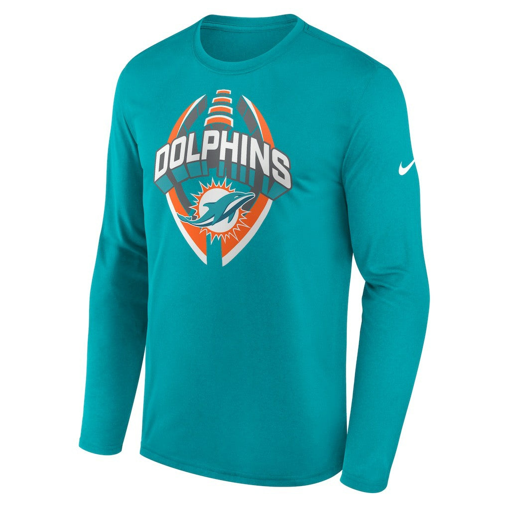 Miami Dolphins Primetime Legend Icon Performance Long Sleeve T-Shirt Aqua