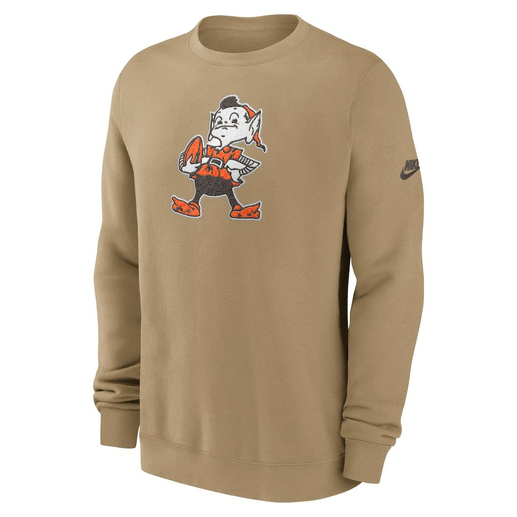 Cleveland Browns Swing Pass Rewind Club Pullover Sweatshirt Brown