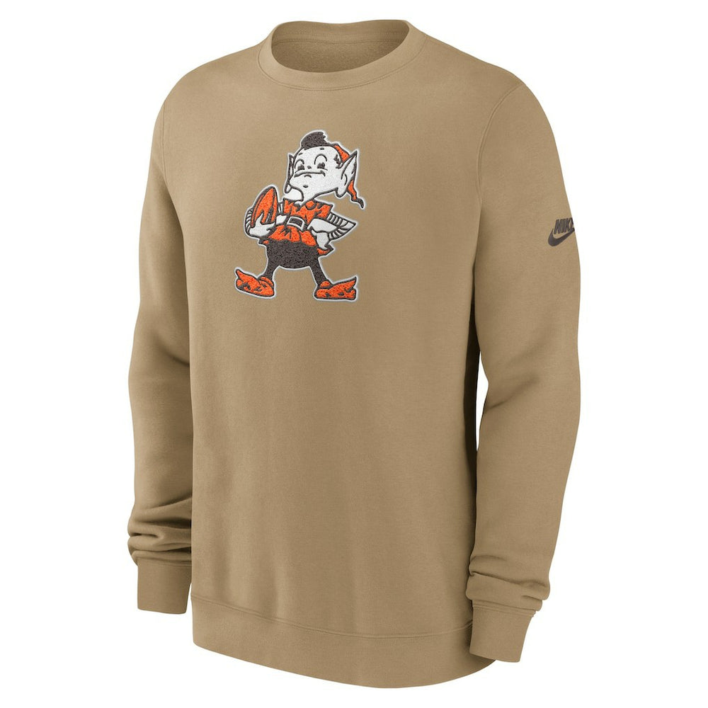Cleveland Browns Swing Pass Rewind Club Pullover Sweatshirt Brown