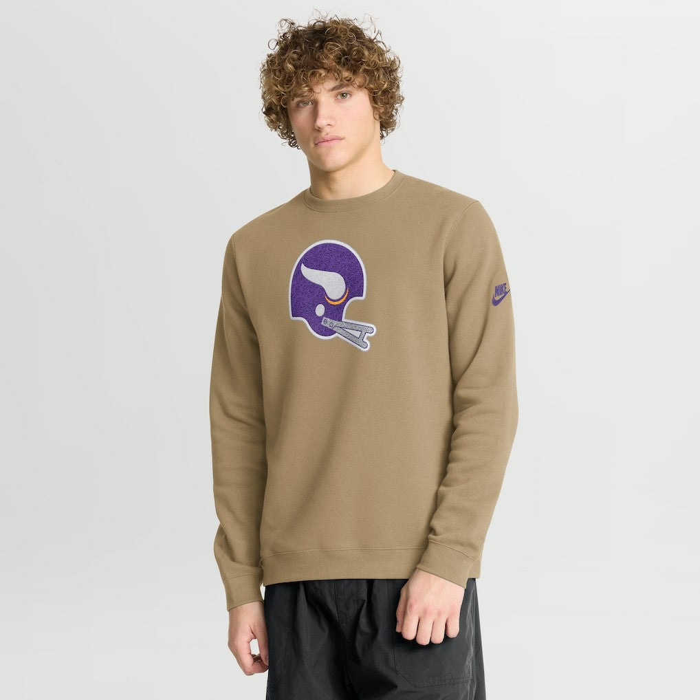 Minnesota Vikings Swing Pass Rewind Club Pullover Sweatshirt Tan
