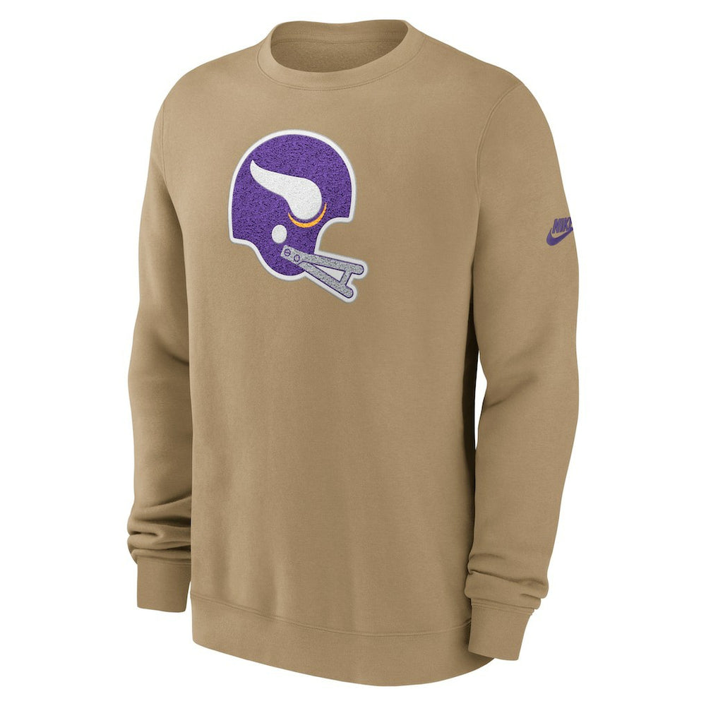 Minnesota Vikings Swing Pass Rewind Club Pullover Sweatshirt Tan