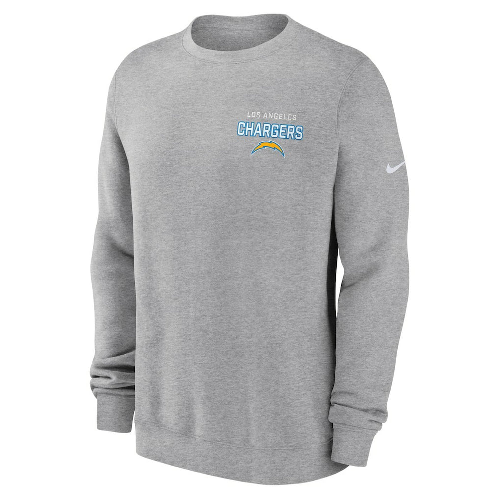 Los Angeles Chargers Primetime Club Fleece Pullover Sweatshirt Heather Gray