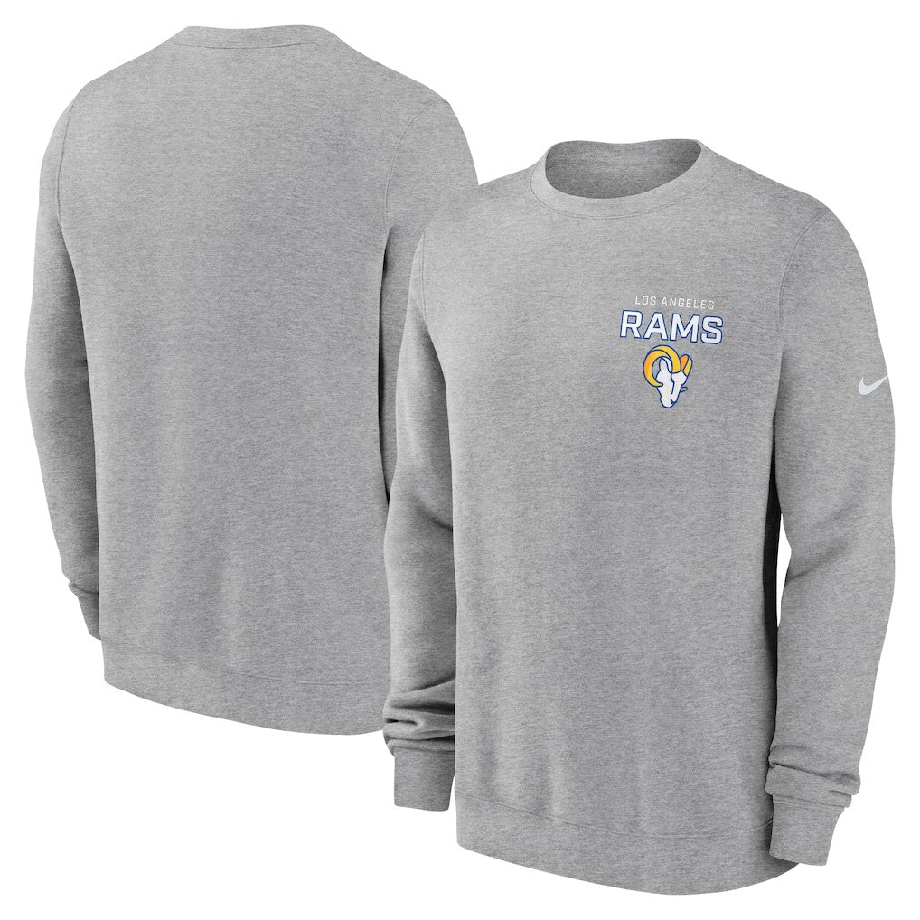Los Angeles Rams Primetime Club Fleece Pullover Sweatshirt Heather Gray