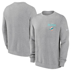 Miami Dolphins Primetime Club Fleece Pullover Sweatshirt Heather Gray
