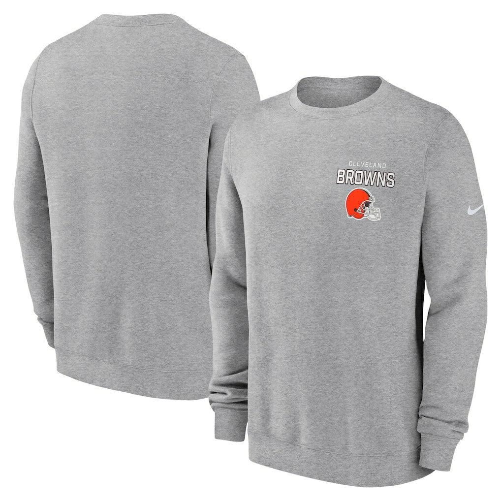 Cleveland Browns Primetime Club Fleece Pullover Sweatshirt Heather Gray