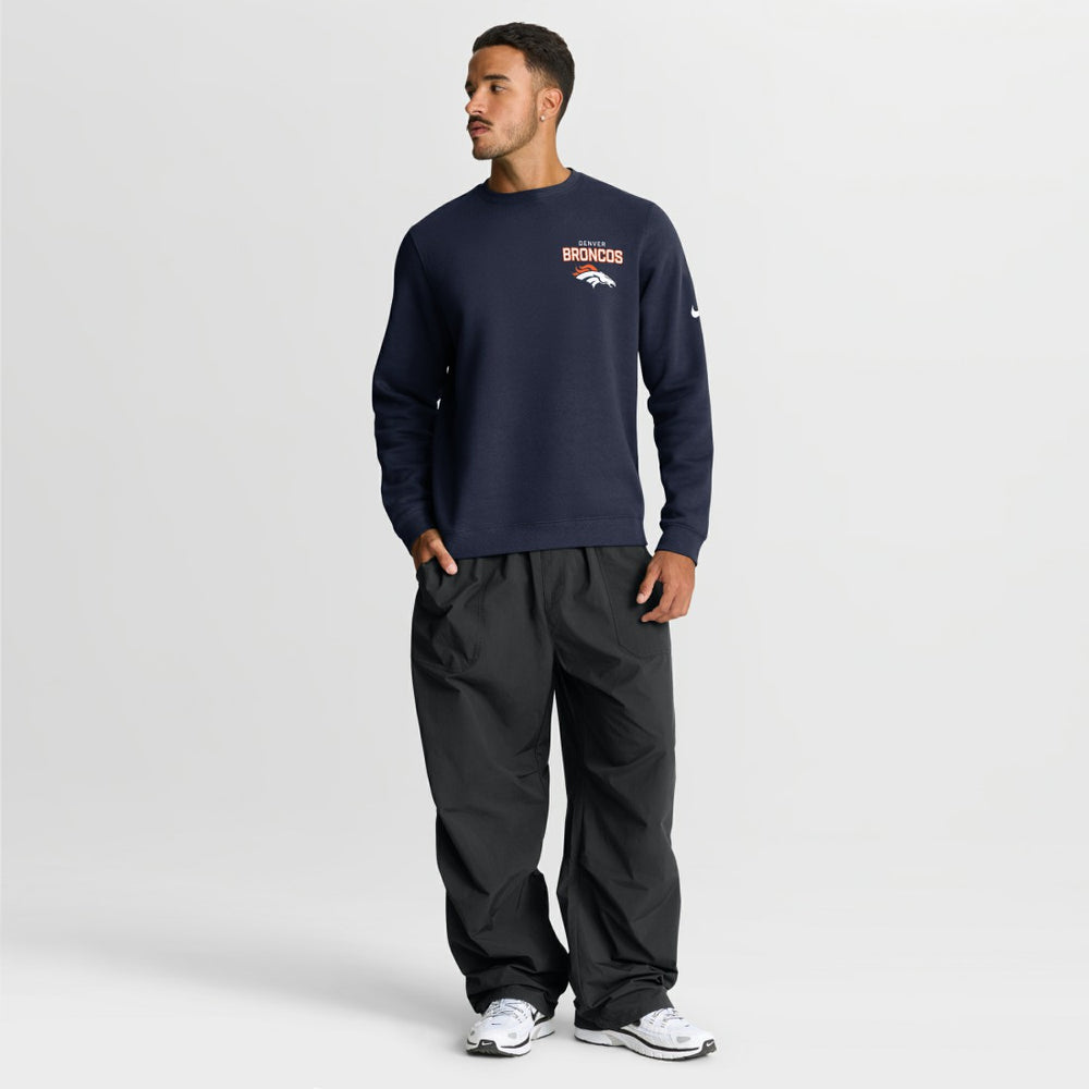 Denver Broncos Primetime Club Fleece Pullover Sweatshirt Navy