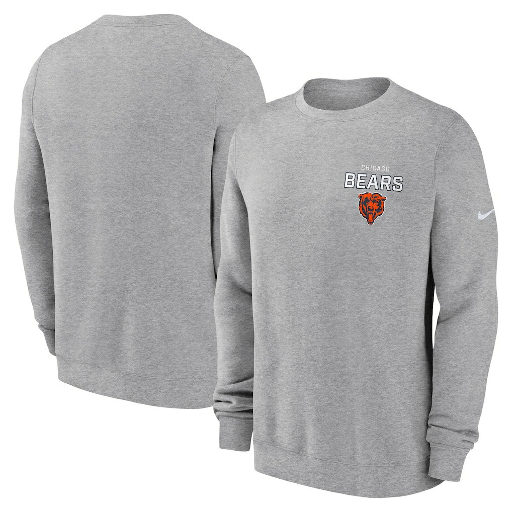Chicago Bears Primetime Club Fleece Pullover Sweatshirt Heather Gray